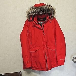 Eddie Bauer Weatheredge Down Winter Coat Hood Removeable XXL Red